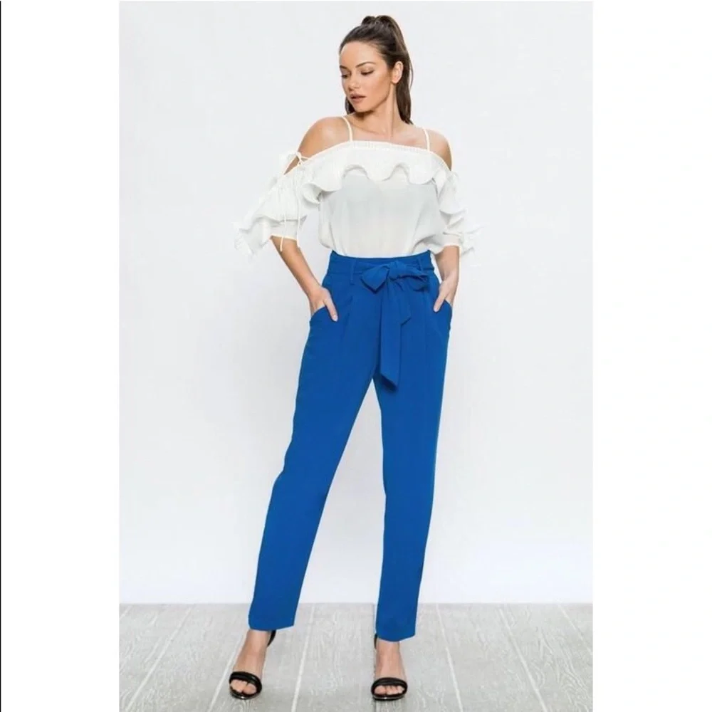 Royal Blue High Waisted Pegged Pants